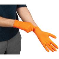 Heavyweight Tactile Grip Examination Gloves, Small, Nitrile, 8-mil, Powder-Free, Orange Equipment World