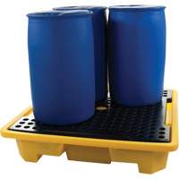 4-Drum Spill Pallet, 66 US gal. Spill Capacity, 57.5" x 57.5" x 12" Equipment World