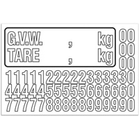 G.V.W. Truck Number Kit, Assorted Numbers/Letters/Punctuation, White Equipment World