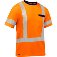Chemise &agrave; manches courtes et X au dos Bisley, Poly-coton, Petit, Orange haute visibilit&eacute; Equipment World