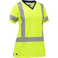 Chemise &agrave; manches courtes et X au dos Bisley pour femmes, Poly-coton, Petit, Jaune lime haute visibilit&eacute; Equipment World
