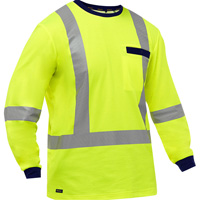 Chemise &agrave; manches longues et X au dos Bisley, Poly-coton, Petit, Jaune lime haute visibilit&eacute; Equipment World