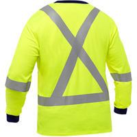 Chemise &agrave; manches longues et X au dos Bisley, Poly-coton, Petit, Jaune lime haute visibilit&eacute; Equipment World