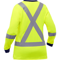 Chemise &agrave; manches longues et X au dos Bisley pour femmes, Poly-coton, Petit, Jaune lime haute visibilit&eacute; Equipment World