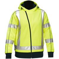 Coton ouat&eacute; doubl&eacute; de sherpa avec capuchon &agrave; fermeture &eacute;clair compl&egrave;te et X au dos Bisley pour femmes, Petit, Jaune lime haute visibilit&eacute; Equipment World