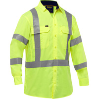 Chemise de travail &agrave; manches longues et X au dos Bisley avec X-Airflow, Poly-coton, Petit, Jaune lime haute visibilit&eacute; Equipment World