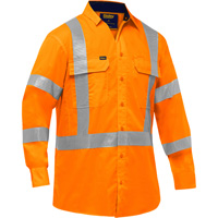 Chemise de travail &agrave; manches longues et X au dos Bisley avec X-Airflow, Poly-coton, Petit, Orange haute visibilit&eacute; Equipment World