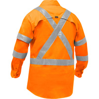 Chemise de travail &agrave; manches longues et X au dos Bisley avec X-Airflow, Poly-coton, Petit, Orange haute visibilit&eacute; Equipment World
