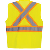 Contrast-Striped Safety Vest, High Visibility Lime-Yellow, Small, Polyester Equipment World