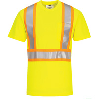 Contrast-Striped Safety T-Shirt, Polyester, Small, High Visibility Lime-Yellow Equipment World