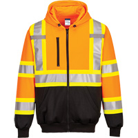 Contrast-Striped Safety Hoodie, Small, Black/High Visibility Orange Equipment World