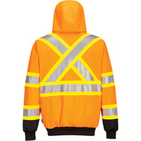 Contrast-Striped Safety Hoodie, Small, Black/High Visibility Orange Equipment World