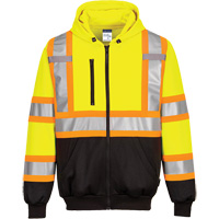 Contrast-Striped Safety Hoodie, Small, Black/High Visibility Lime-Yellow Equipment World