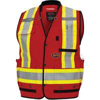 6678 High-Visibility Antimicrobial Mesh-Back Surveyor Vest, Red, Small, Polyester Equipment World