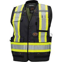 6679 High-Visibility Antimicrobial Mesh-Back Surveyor Vest, Black, Small, Polyester Equipment World