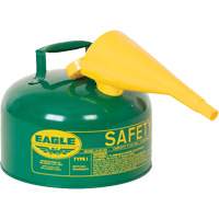 Safety Can for Combustibles with Funnel, Type I, Galvanized Steel, 2.5 US gal., Green, FM Approved/UL/ULC Listed Equipment World