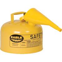 Safety Can for Diesel with Funnel, Type I, Galvanized Steel, 2.5 US gal., Yellow, FM Approved/UL/ULC Listed Equipment World