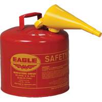 Safety Can for Flammables with Funnel, Type I, Galvanized Steel, 5 US gal., Red, FM Approved/UL/ULC Listed Equipment World