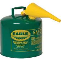 Safety Can for Combustibles with Funnel, Type I, Galvanized Steel, 5 US gal., Green, FM Approved/UL/ULC Listed Equipment World