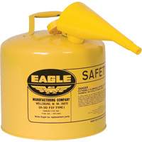 Safety Can for Diesel with Funnel, Type I, Galvanized Steel, 5 US gal., Yellow, FM Approved/UL/ULC Listed Equipment World