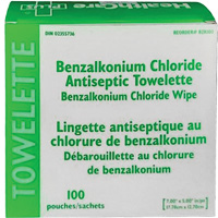 BZK Benzalkonium Chloride Towelette, Towelette, Antiseptic Equipment World