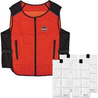 Chill-Its 6260 Lightweight Phase Change Cooling Vest with Rechargeable Packs, Small/Medium, Orange Equipment World