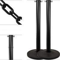 Industrial Stanchion Kit with Plastic Chain, 37" High, Black Equipment World