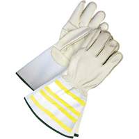 High-Visibility Utility Gloves with 6.25" Cuff, Small, Grain Cowhide Palm Equipment World