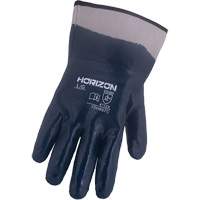 Horizon&reg; Navy Gloves with Pasted Cuffs, Medium, Nitrile Coating, Jersey/Cotton Shell Equipment World