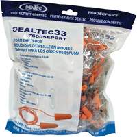 SEALTEC33 Orange Tapered PU Foam Disposable Earplugs, Bulk - Polybag, Corded Equipment World