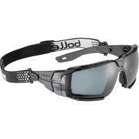 RUSH+ 2.0 XP M/L Safety Glasses with Black & Grey Frame, Smoke Lens, Anti-Fog/Anti-Scratch, ANSI Z87+ Equipment World