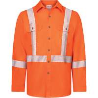 Avenger 7 oz Deluxe Segmented Striped High-Visibility Work Shirt, Style 652, Men's, Small, Orange Equipment World