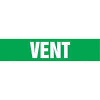 "Vent" Pipe Markers, Self-Adhesive, 4" H x 24" W, White on Green Equipment World