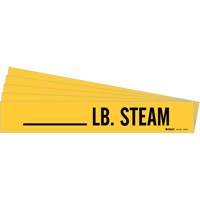 "LB. Steam" Pipe Markers, Self-Adhesive, 2-1/4" H x 2-3/4" W, Black on Yellow Equipment World