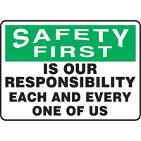 "Safety First" Sign, 10" x 14", Vinyl, English Equipment World