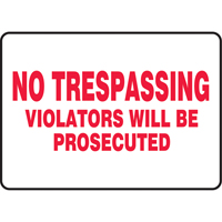 "No Trespassing" Sign, 7" x 10", Vinyl, English Equipment World
