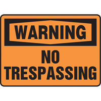 "No Trespassing" Sign, 7" x 10", Vinyl, English SS665 | Equipment World