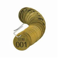Numbered "STM" Valve Tags, # 001-025, Brass, 1.5" dia Equipment World
