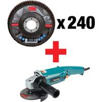 769F Flap Disc & Angle Grinder Kit, 4-1/2" x 7/8", Type 29, 60+ Grit, Ceramic Equipment World