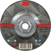 Quick Change Silver Depressed Centre Grinding Wheel 87446, 5" x 1/4", 5/8"-11 Arbor, Type 27, Ceramic Equipment World