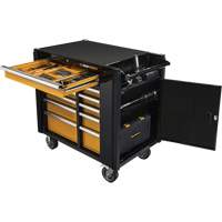 Powered Tool Cart, 11 Drawers, 42-1/2" W x 24-7/16" D x 41" H, Black/Orange Equipment World