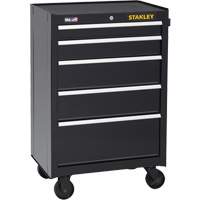 300 Series Rolling Tool Cabinet, 5 Drawers, 26-1/2" W x 18" D x 40-1/2" H, Black Equipment World