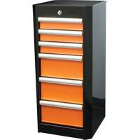 Coffre &agrave; outils lat&eacute;ral, 6 tiroirs, 16" la x 18" p x 34" h, Noir/Orange Equipment World