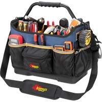 Boîte &agrave; outils ouverte &agrave; base moul&eacute;e, Polyester balistique, 17 pochettes, Noir/Bleu Equipment World