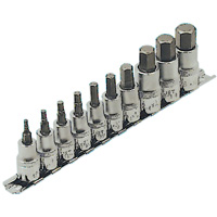 HSW3812-10 SAE Bit Socket Set, Hex, 1/2"/3/8" Drive, 10 Pcs Equipment World