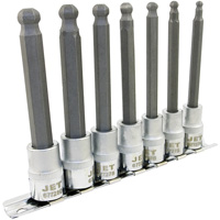LHSW-3807M Metric 4" Long Ball Nose Socket Set, Hex Ball, 3/8" Drive, 7 Pcs Equipment World