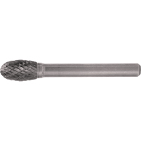 Solid Carbide Burrs - Oval Shape, SE-1, 1/4" Dia., 1/4" Shank, 3/8" Depth of Cut Equipment World