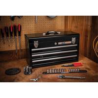 Portable Tool Box, 20" W, 3 Drawers, Black Equipment World
