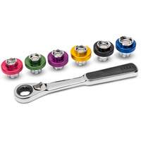 6 Point Magnetic Oil Drain Plug Metric Socket Set, 7 Pieces, 3/8" Drive Size Equipment World