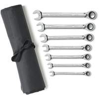 Jeu de cl&eacute;s &agrave; cliquets r&eacute;versibles SAE &agrave; 12 pans et 72 dents avec pochette &agrave; outils enroulable, Combinaison, 7 morceaux, Imp&eacute;rial Equipment World